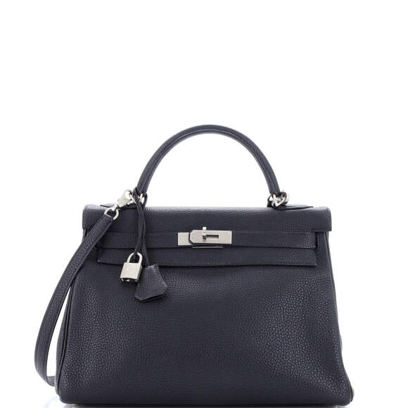 Hermes Kelly Handbag Noir Togo With #183496H12B - Picture 1 of 9